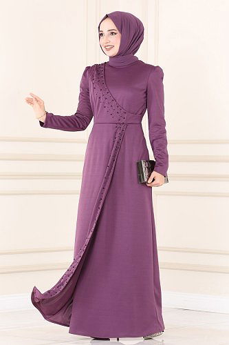 moda selvim Dress ASM2459 Lilac - Thumbnail