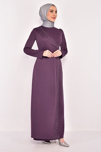 moda selvim الفستان ليلكي ASM2459-M - Thumbnail