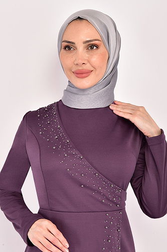 moda selvim الفستان ليلكي ASM2459-M - Thumbnail