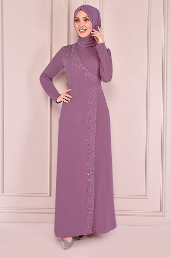 moda selvim الفستان وردي ASM2459-M - Thumbnail