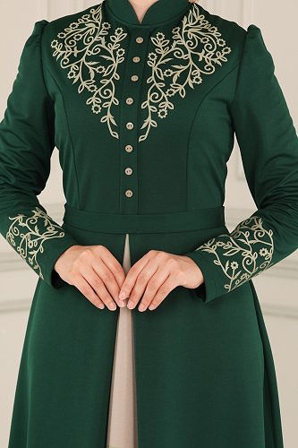 moda selvim Dress ASM2484 Emerald - Thumbnail