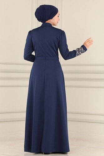 moda selvim ASM2484 ياقوتي فستان - Thumbnail