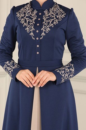 moda selvim ASM2484 ياقوتي فستان - Thumbnail