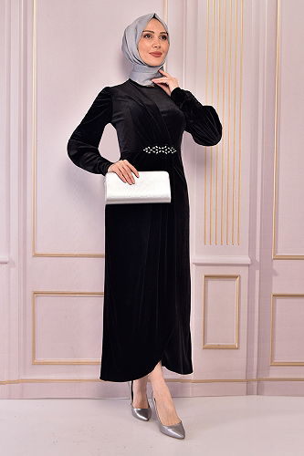 moda selvim Dress ASM2533-M Black - Thumbnail