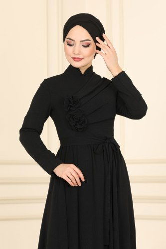 moda selvim Dress ASM2544 Black - Thumbnail