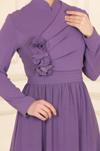 moda selvim Dress ASM2544 Lilac - Thumbnail