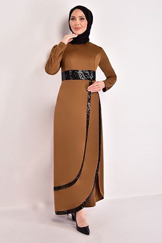 moda selvim Dress ASM2545-M Camel - Thumbnail