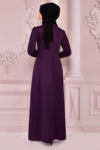 moda selvim Dress ASM2545-M Damson - Thumbnail
