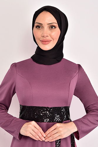 moda selvim الفستان وردي غامق ASM2545-M - Thumbnail