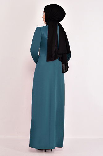 moda selvim Dress ASM2545-M Petroleum - Thumbnail