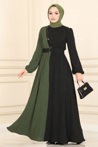 A.S.M. - Dress ASM2549 Black&Khaki