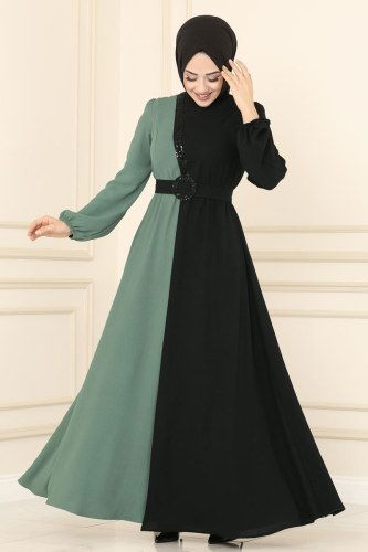 moda selvim ASM2549 بلاك وكاجلا فستان - Thumbnail