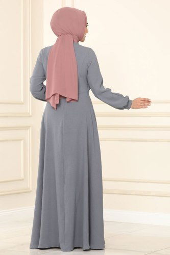 moda selvim Dress ASM2551 Gray - Thumbnail