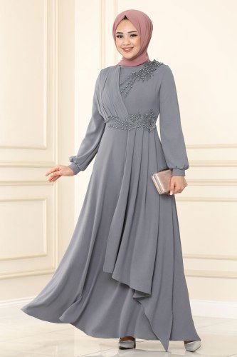 moda selvim Dress ASM2551 Gray - Thumbnail