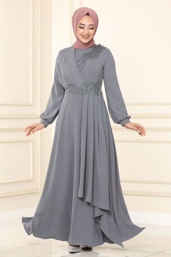 moda selvim Dress ASM2551 Gray - Thumbnail