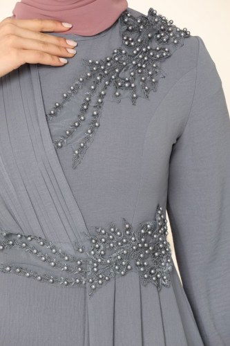 moda selvim Dress ASM2551 Gray - Thumbnail