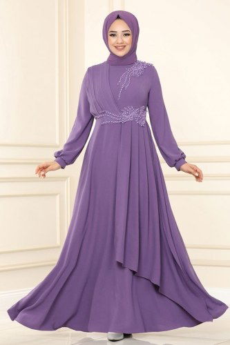 moda selvim Dress ASM2551 Lilac - Thumbnail