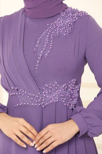 moda selvim Dress ASM2551 Lilac - Thumbnail