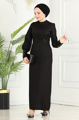 moda selvim Dress ASM2553 Black - Thumbnail