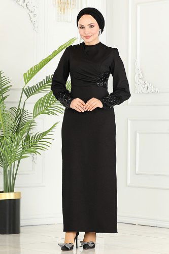 moda selvim Dress ASM2553 Black - Thumbnail