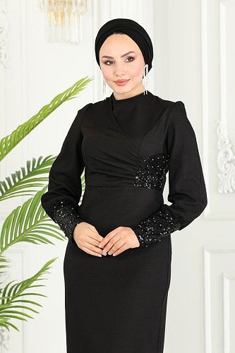 moda selvim Dress ASM2553 Black - Thumbnail
