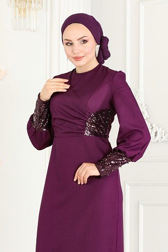moda selvim DRESS ASM2553 Damson - Thumbnail