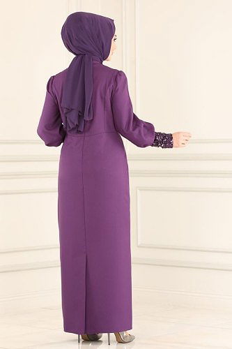 moda selvim DRESS ASM2553 Purple - Thumbnail