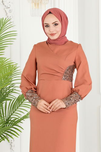 moda selvim Dress ASM2553 Salmon - Thumbnail