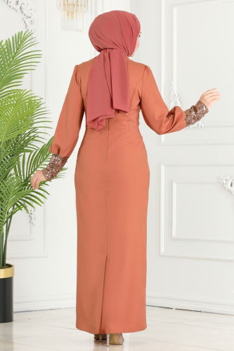 moda selvim Dress ASM2553 Salmon - Thumbnail