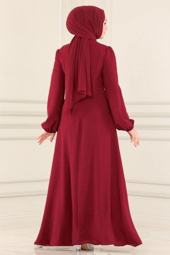 moda selvim Dress ASM2555 Claret Red - Thumbnail