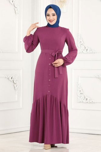 moda selvim Dress ASM2560 Dark Dusty Rose - Thumbnail