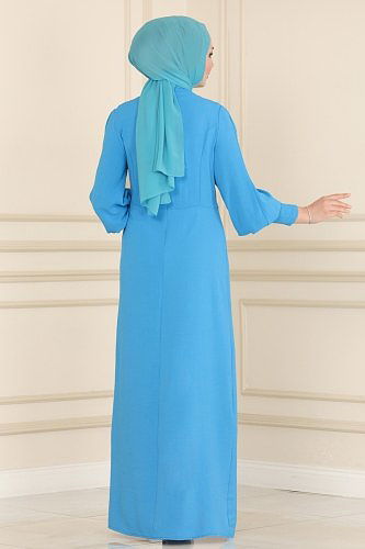 moda selvim Dress ASM2569 Blue - Thumbnail