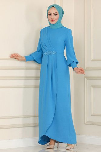 moda selvim Dress ASM2569 Blue - Thumbnail