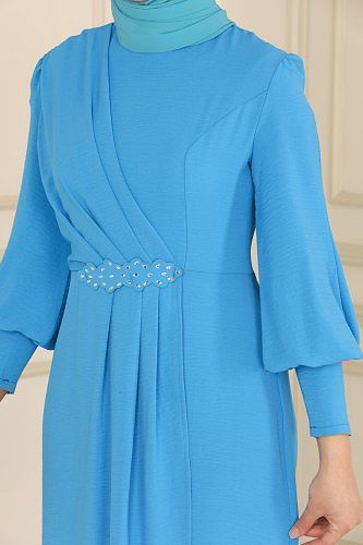moda selvim Dress ASM2569 Blue - Thumbnail