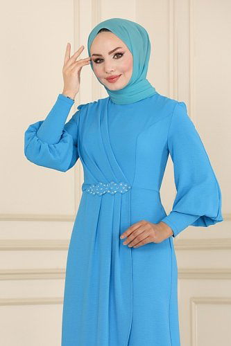 moda selvim الفستان أزرق ASM2569 - Thumbnail