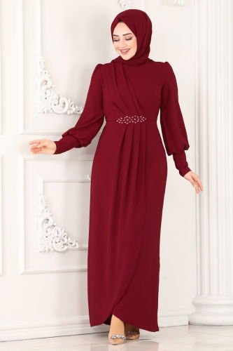 Dress ASM2569 Burgundy - 2