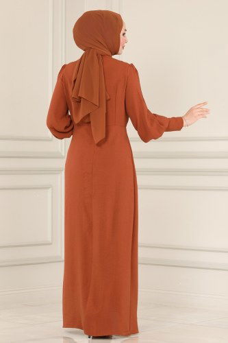 moda selvim Dress ASM2569 Dark Tan - Thumbnail
