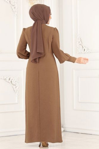 moda selvim ASM2569 فيزيون غامق فستان - Thumbnail