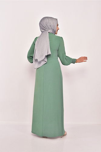moda selvim Dress ASM2569-M Almond Green - Thumbnail