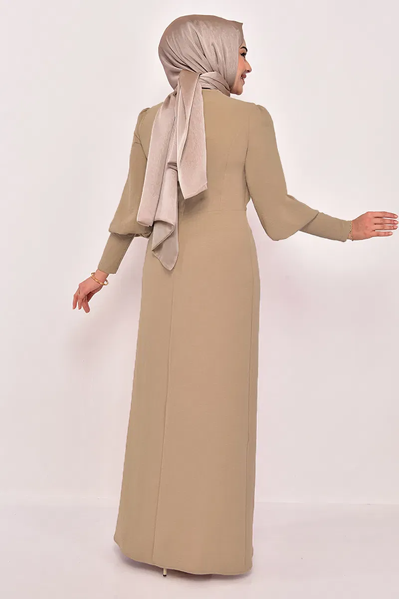 moda selvim Dress ASM2569-M Beige - Thumbnail