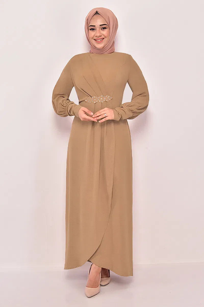 moda selvim Dress ASM2569-M Camel - Thumbnail