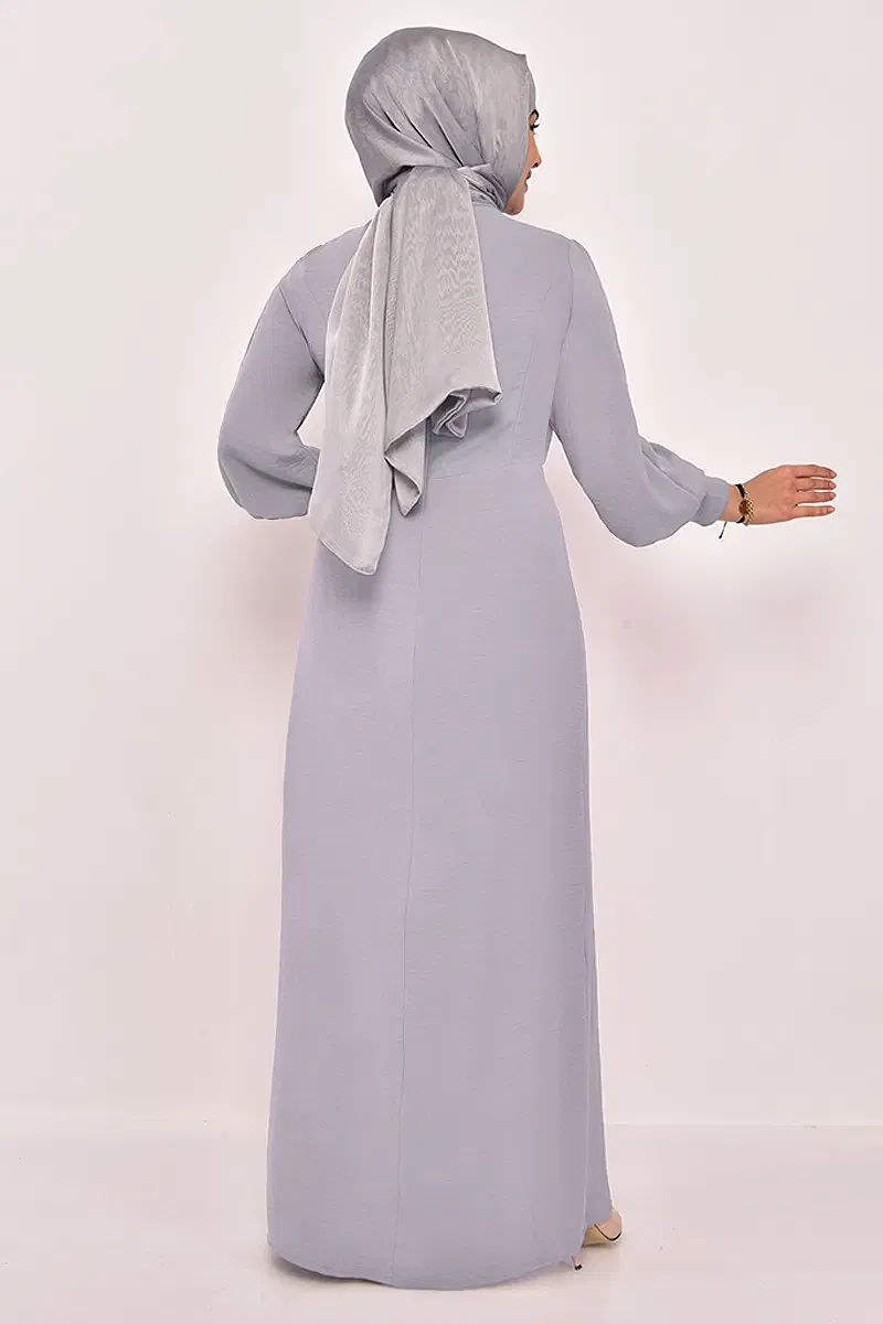 moda selvim الفستان رمادي ASM2569-M - Thumbnail