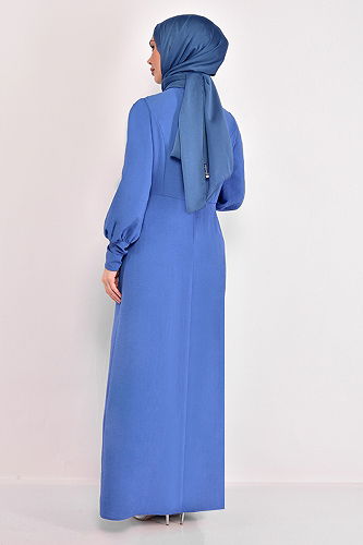 moda selvim Dress ASM2569-M Indigo - Thumbnail