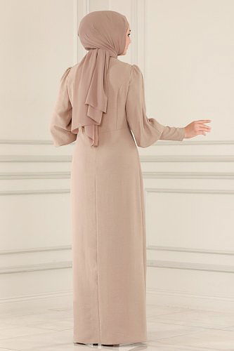 moda selvim الفستان بيج ASM2569 - Thumbnail