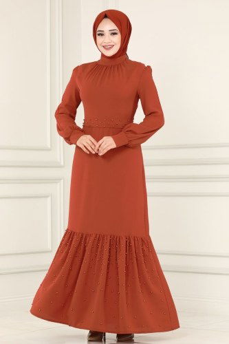 moda selvim ASM2570 يقطيني فستان - Thumbnail