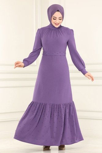 moda selvim Dress ASM2570 Lilac - Thumbnail