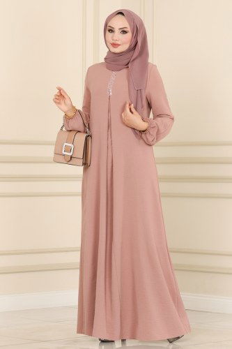 moda selvim Dress ASM2574 Powder - Thumbnail