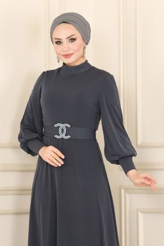 moda selvim Dress ASM2575 Anthracite - Thumbnail
