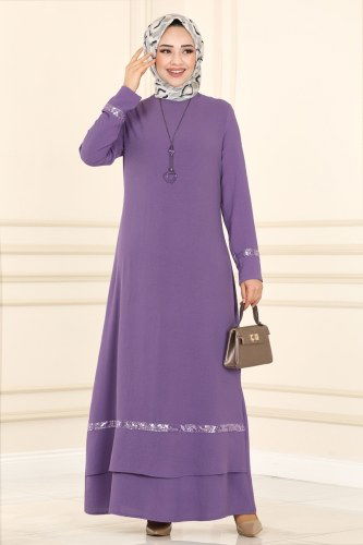 moda selvim Dress ASM2579 Lilac - Thumbnail