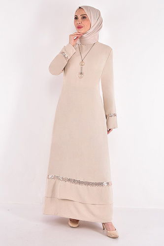 moda selvim Dress ASM2579-M Beige - Thumbnail